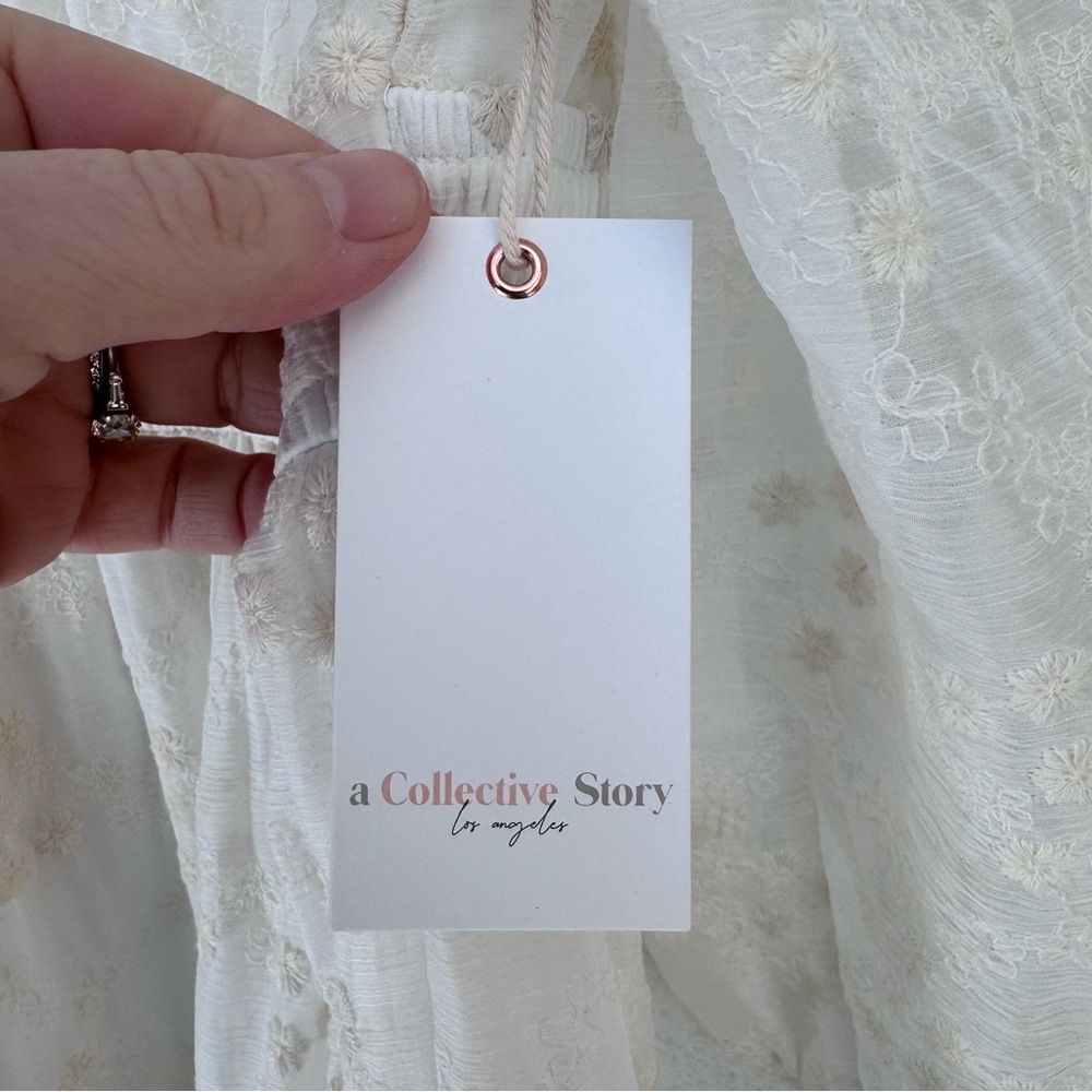 A Collective Story Peasant Boho Tiered Maxi Dress White size Medium NWT NEW - Picture 6 of 12